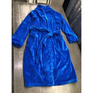 Polo Ralph Lauren Microfiber Plush Long Sleeve Collar Robe Rugby Royal One Size